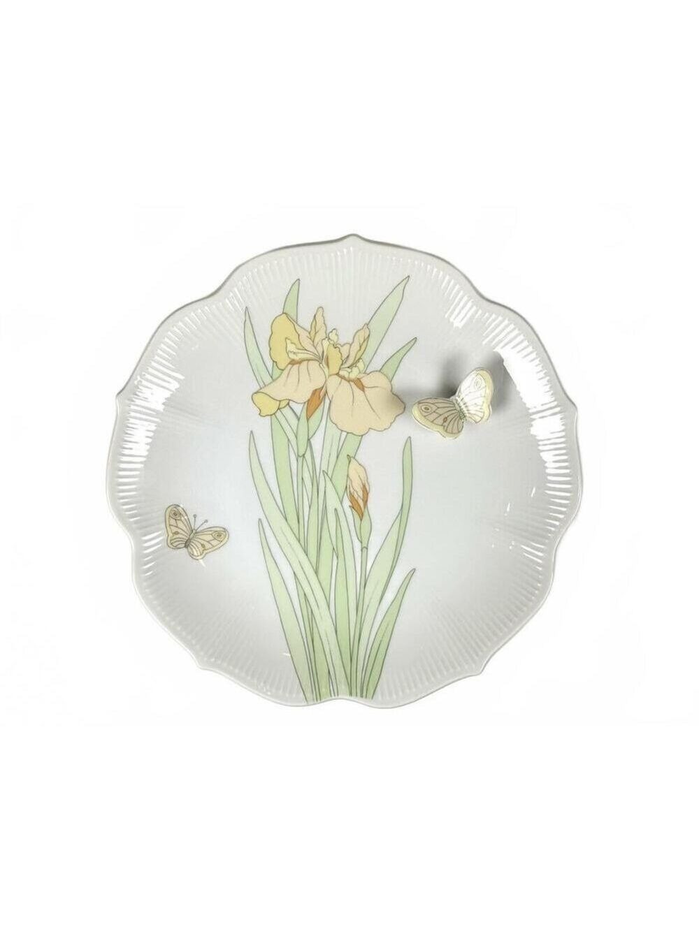 Vintage Cameron Japan Iris Butterfly Porcelain Decorative Plate Scalloped Rim - Picture 3 of 10